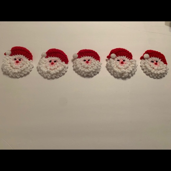 Christmas Santa Face Five Vintage New Ornament Handmade Crochet - Picture 2 of 9